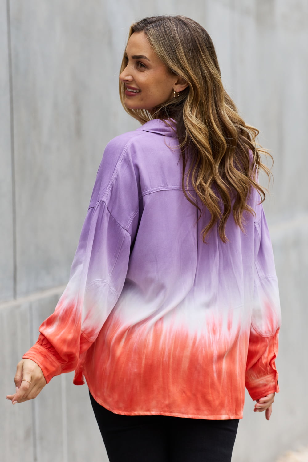 White Birch Relaxed Fit Tie-Dye Button Down Top