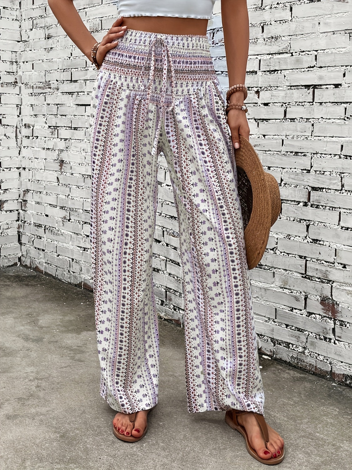 Printed Wide Leg Pants