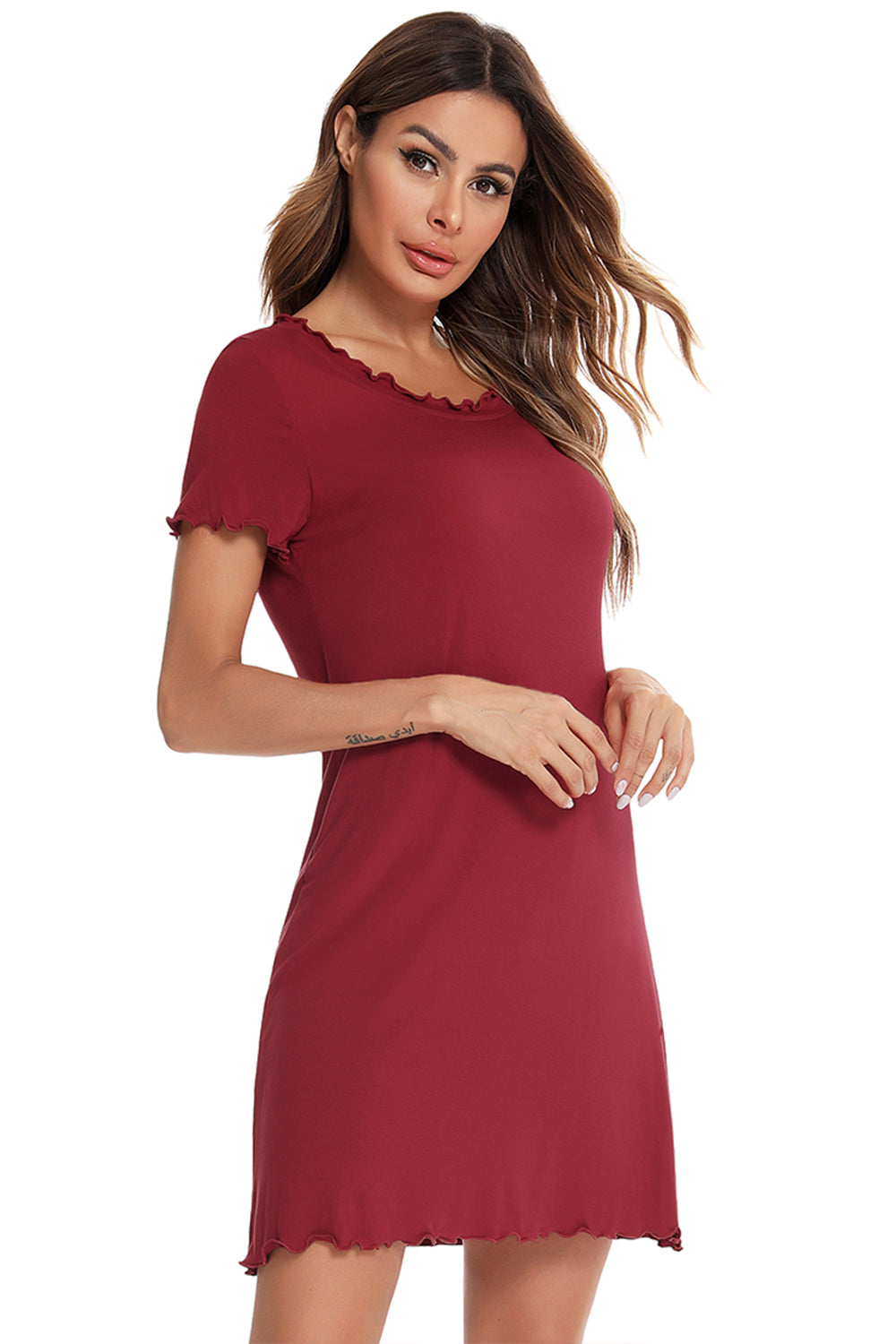 Round Neck Short Sleeve Lounge Dress