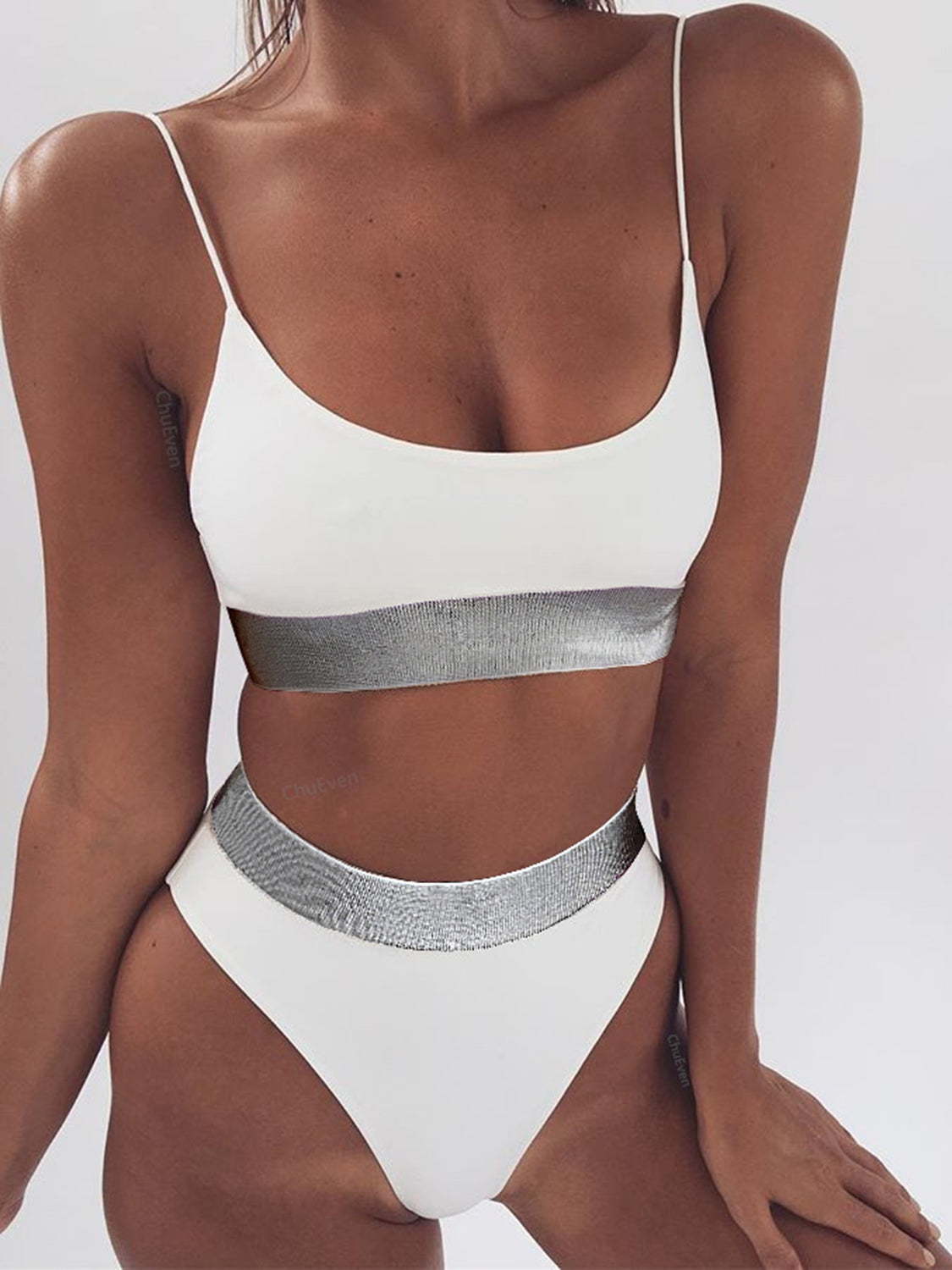 Scoop Neck Spaghetti Strap Two-Piece Swim Set