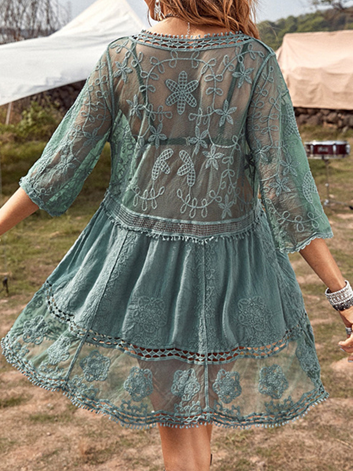 Lace Detail Plunge Cover-Up Dress