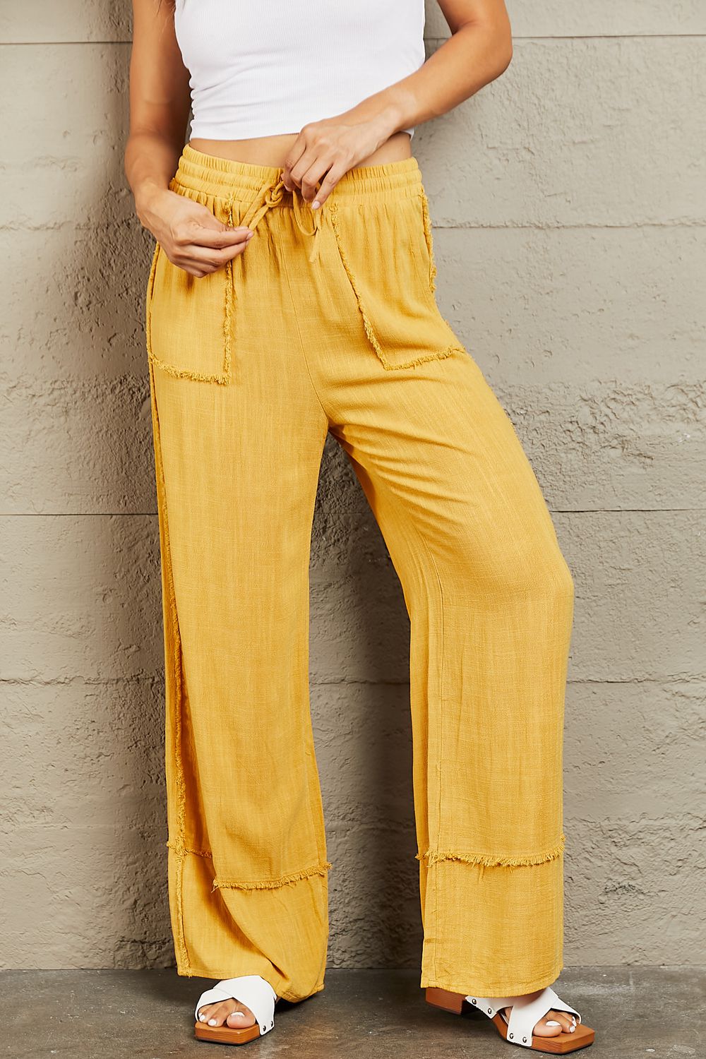 HEYSON Love Me Full Size Mineral Wash Wide Leg Pants